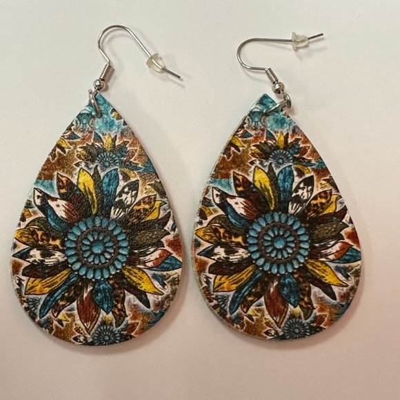 Multicolored Boho Flower Earrings - Picture 2 of 5